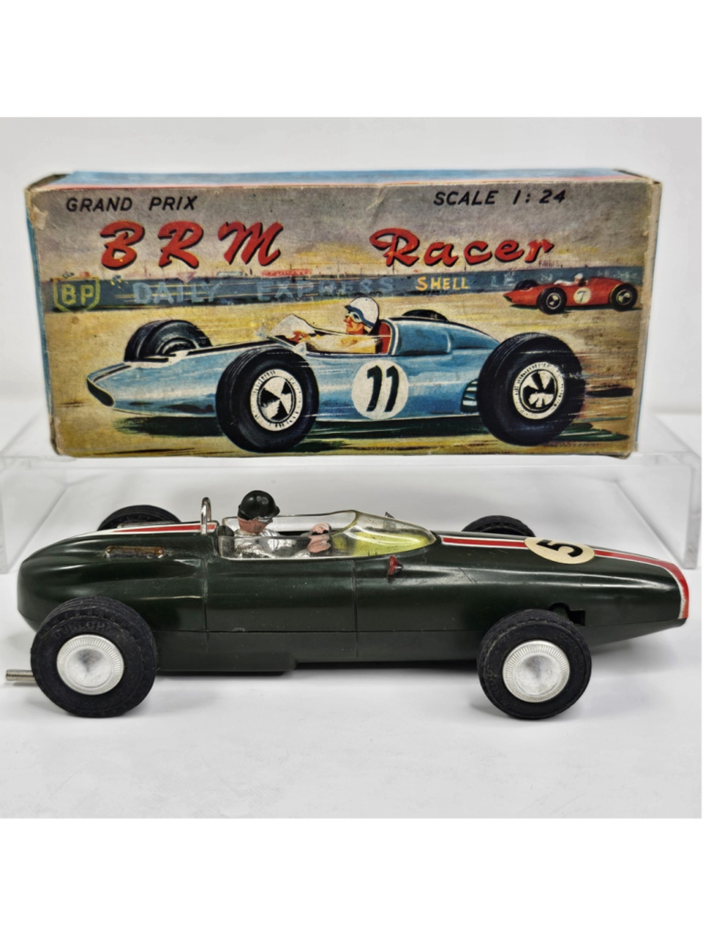 Vintage BRM Racer Slot Car Battery Operated Hong Kong w/ Box Ferrari 3728